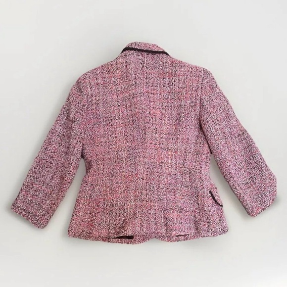 Neiman Marcus Wool Blend Pink Tweed Blazer Brown Lining Sz 8 Office Career - Picture 2 of 10